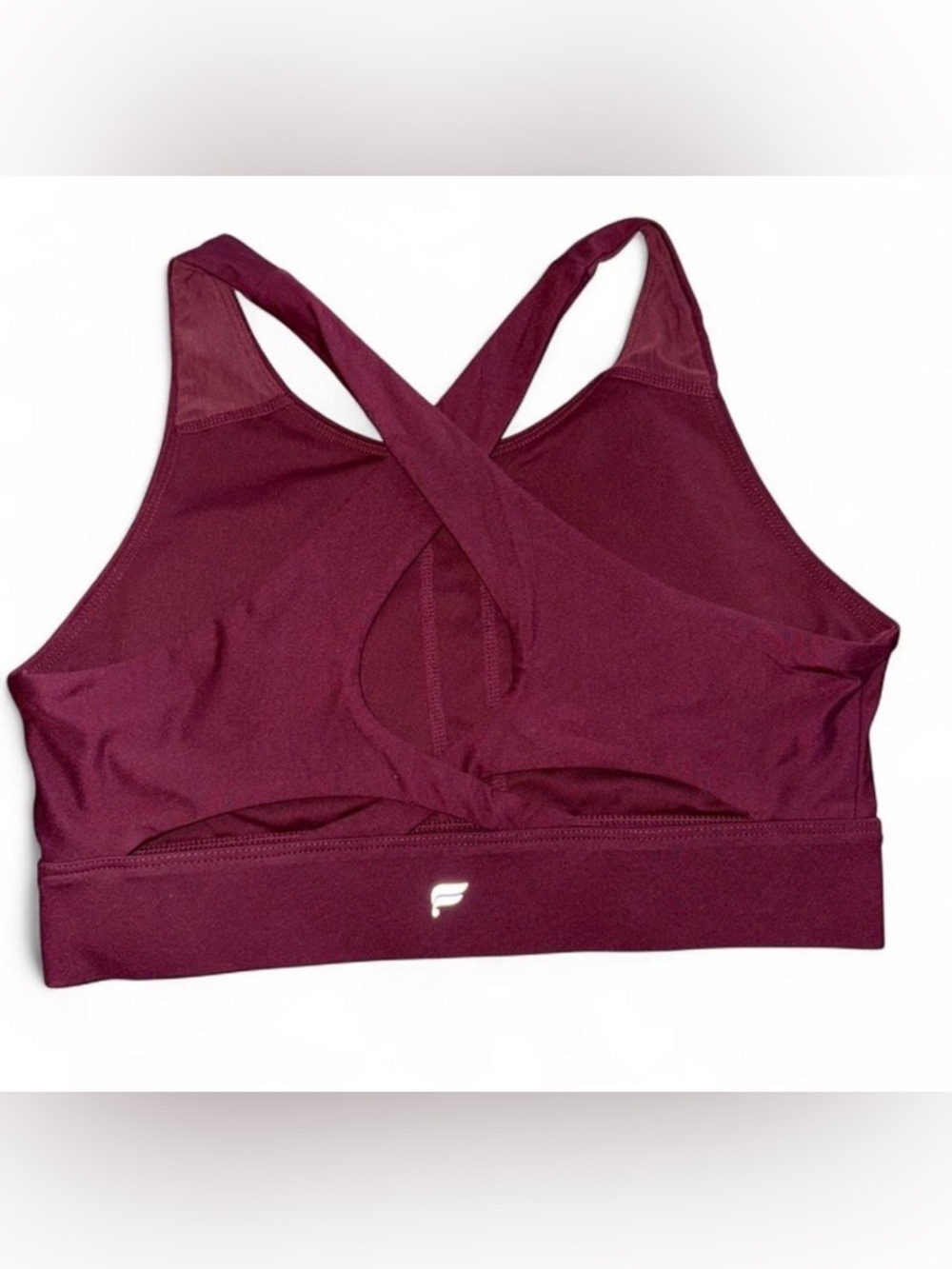 Fabletics Women's High-Neck Crossback Sports Bra - Burgundy